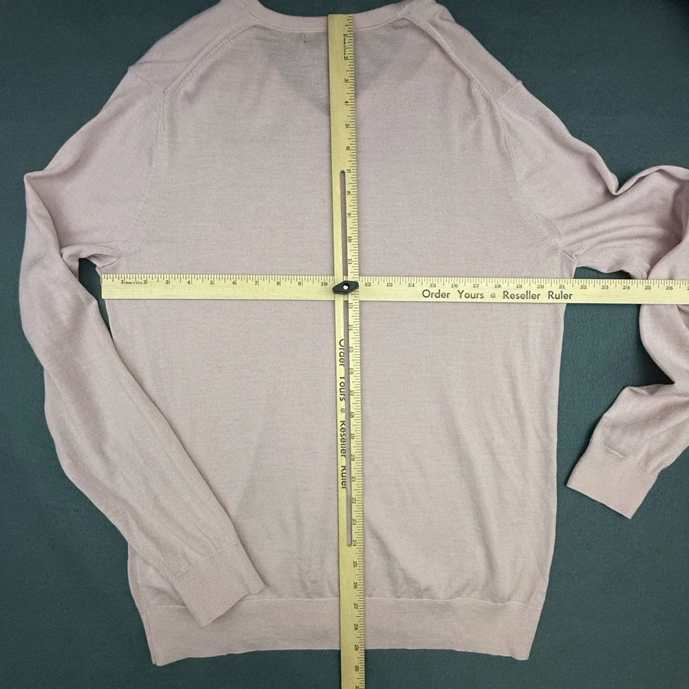 Banana Republic Sweater Mens Large Tall Pink V Neck Merino Wool Long Sleeve